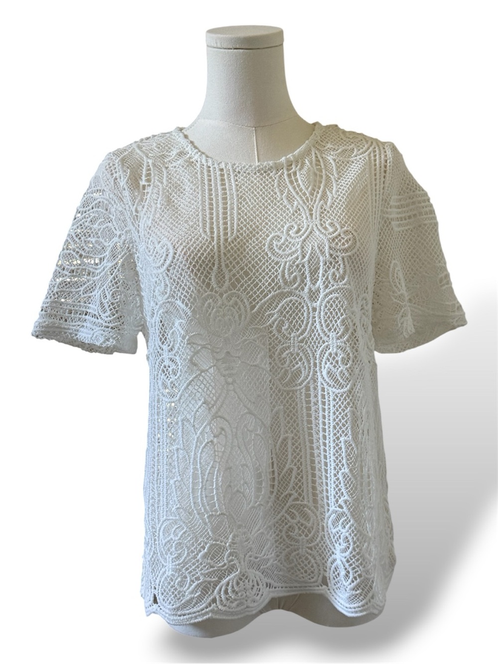 Charlotte Russe White Crochet Lace Short Sleeve Blouse